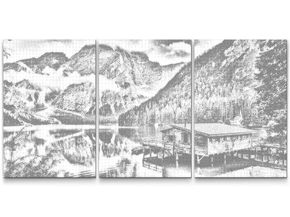 Mal-med-prikker -  Mountain Cabin (sæt af 3)