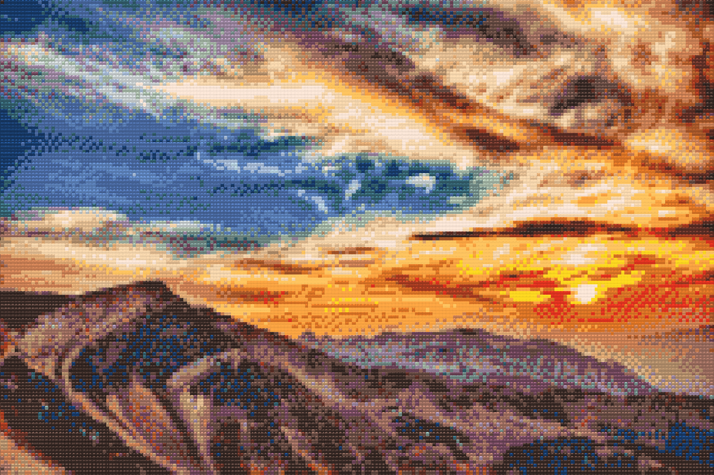 Diamond Painting - Solnedgang over bjergene