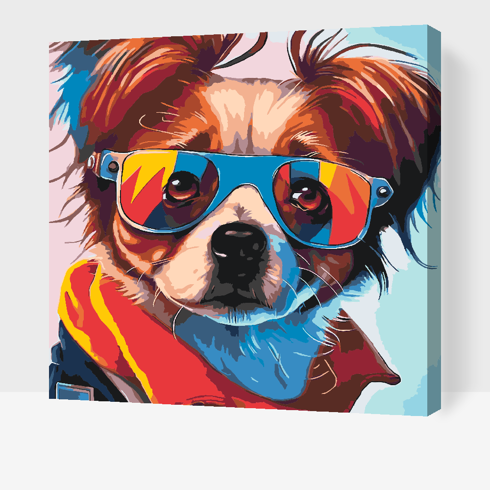 Paint by Numbers - Hund med stilfulde briller 1