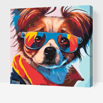 Paint by Numbers - Hund med stilfulde briller 1