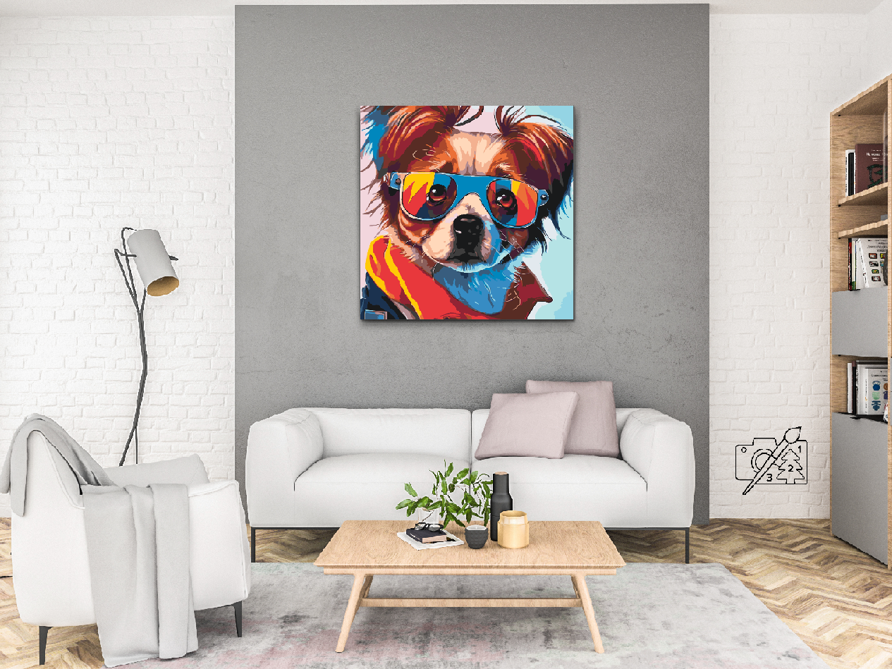 Paint by Numbers - Hund med stilfulde briller 1