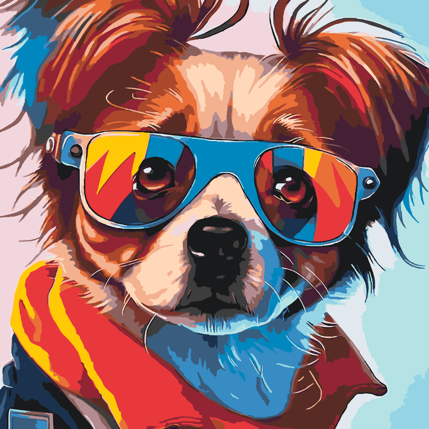 Paint by Numbers - Hund med stilfulde briller 1