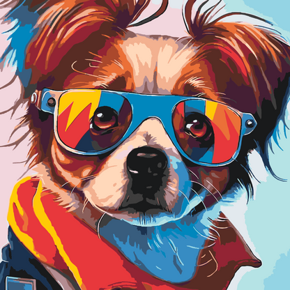 Paint by Numbers - Hund med stilfulde briller 1