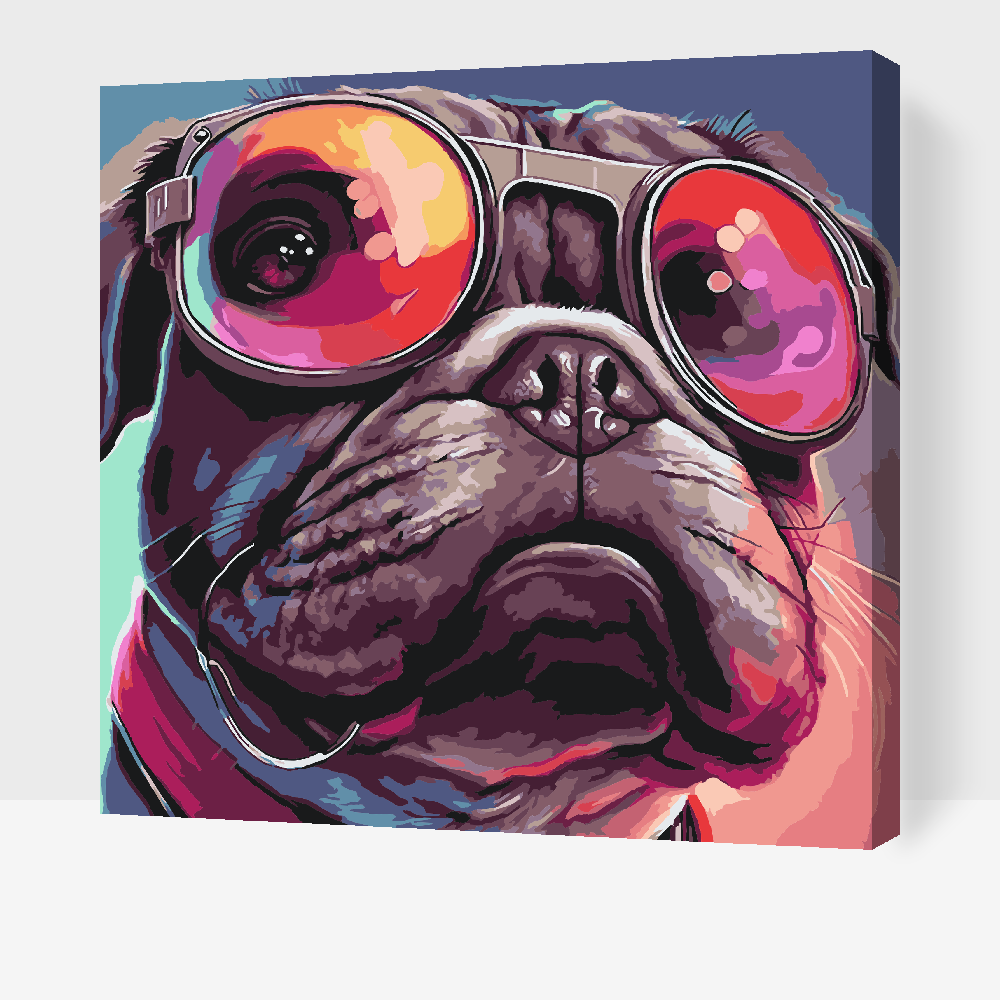 Paint by Numbers - Hund med stilfulde briller 2
