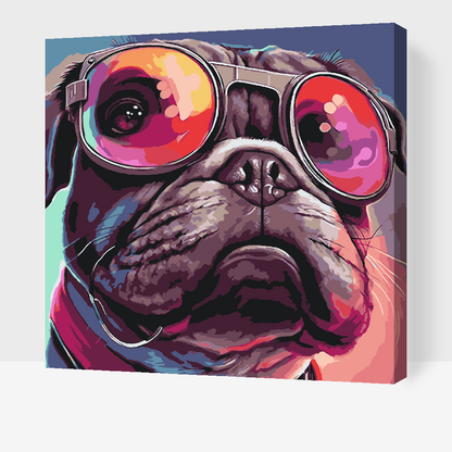 Paint by Numbers - Hund med stilfulde briller 2
