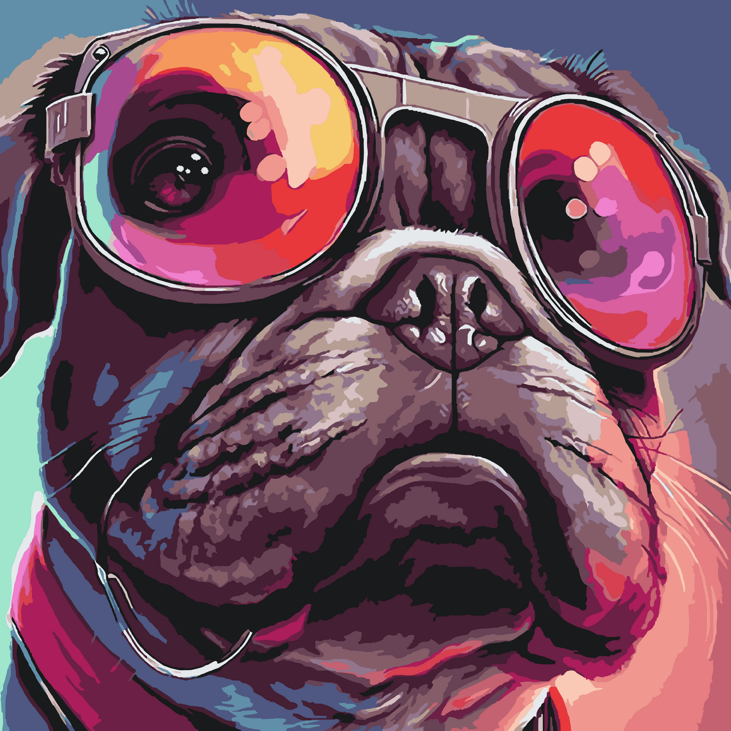 Paint by Numbers - Hund med stilfulde briller 2