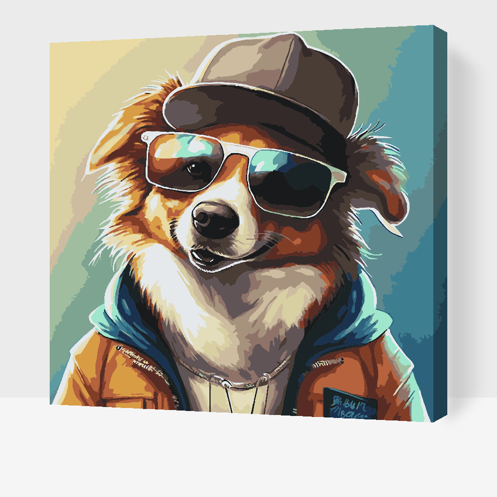 Paint by Numbers - Hund med stilfulde briller 3