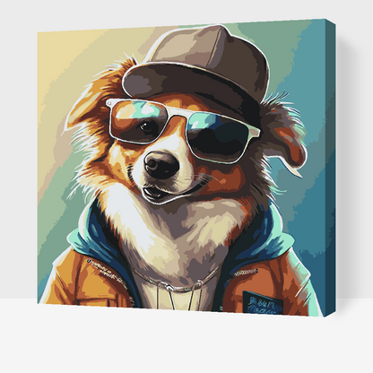 Paint by Numbers - Hund med stilfulde briller 3