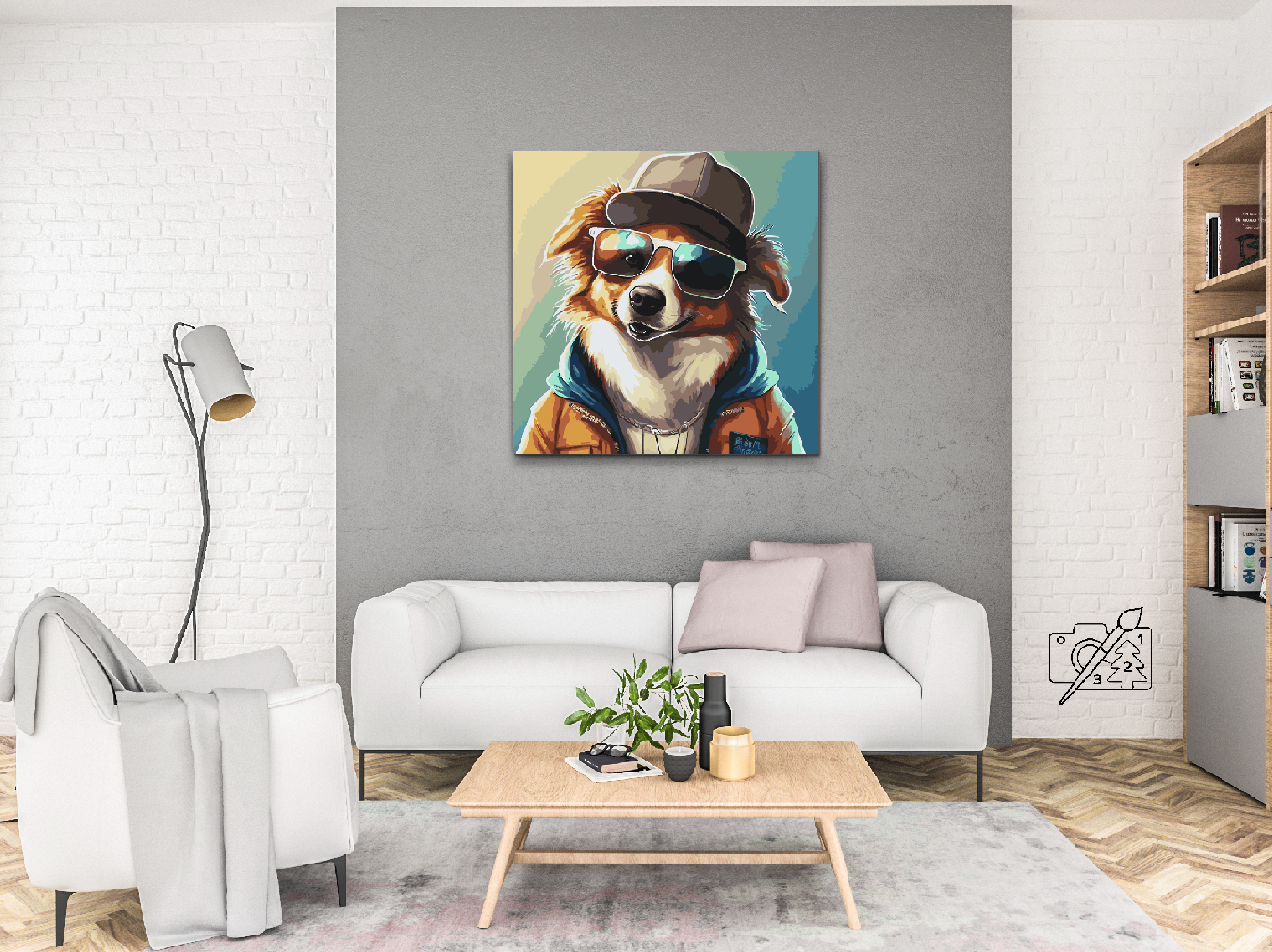 Paint by Numbers - Hund med stilfulde briller 3