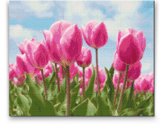 Diamond Painting - Lyserøde tulipaner