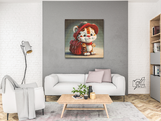 Diamond Painting - Sød tiger med rygsæk