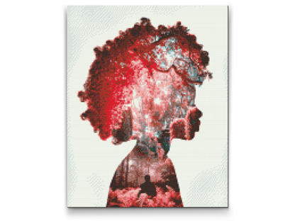Diamond Painting - Pige, skov, bregner, mand,