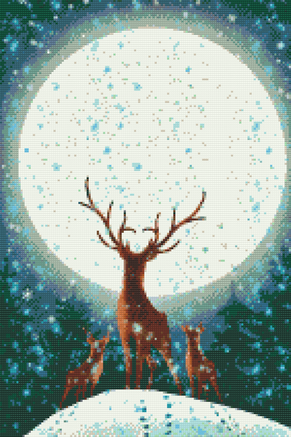 Diamond Painting - Hjorte under fuldmånen