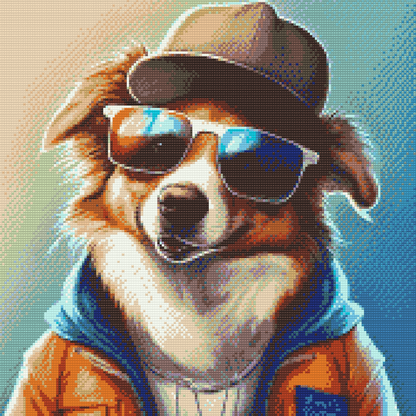 Diamond Painting - Hund med stilfulde briller 3