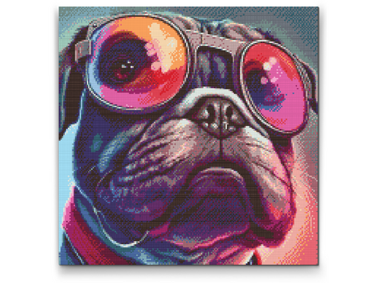Diamond Painting - Hund med stilfulde briller 2