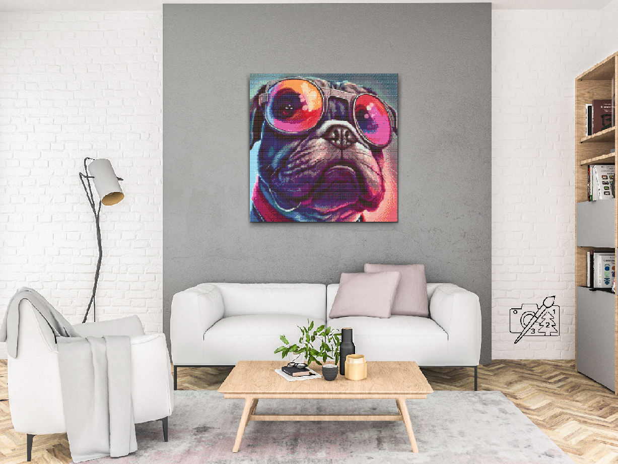 Diamond Painting - Hund med stilfulde briller 2