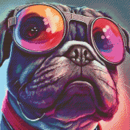 Diamond Painting - Hund med stilfulde briller 2