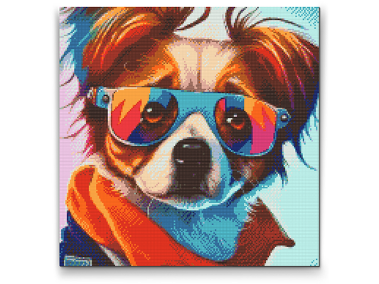 Diamond Painting - Hund med stilfulde briller 1