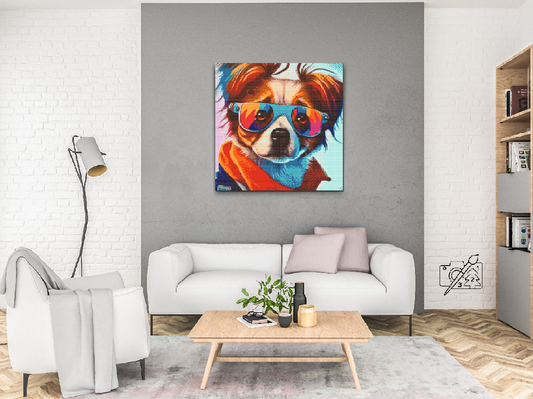 Diamond Painting - Hund med stilfulde briller 1