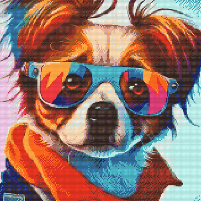 Diamond Painting - Hund med stilfulde briller 1