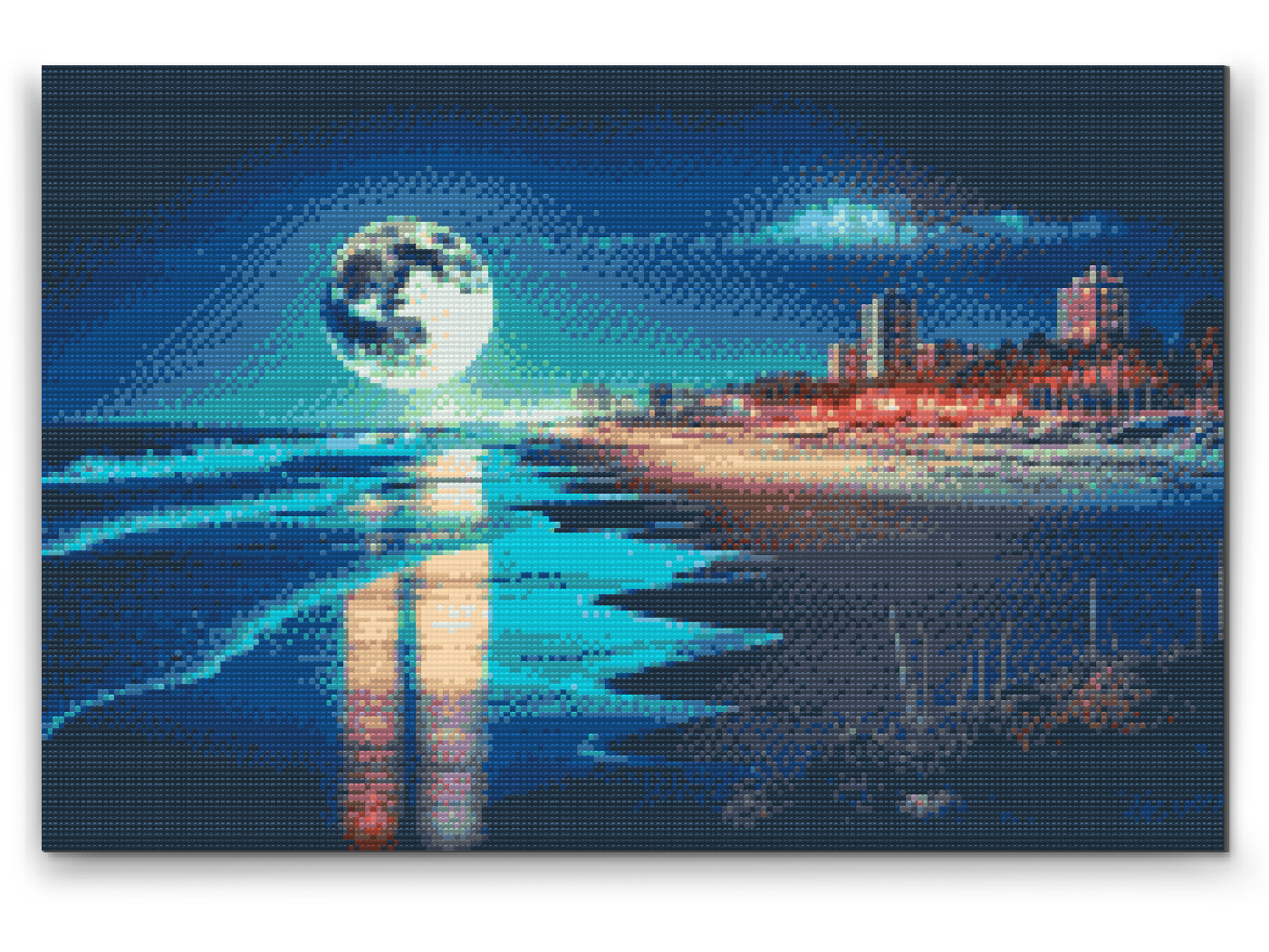 Diamond Painting - Fuldmåne på stranden