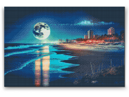 Diamond Painting - Fuldmåne på stranden