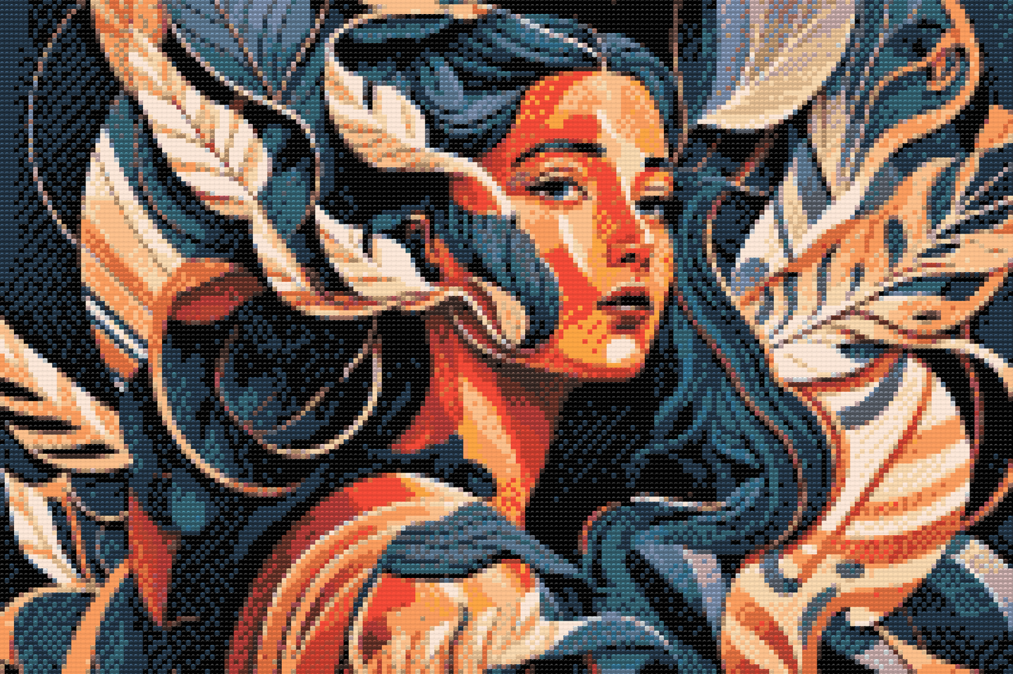 Diamond Painting - Kvinde blandt blade