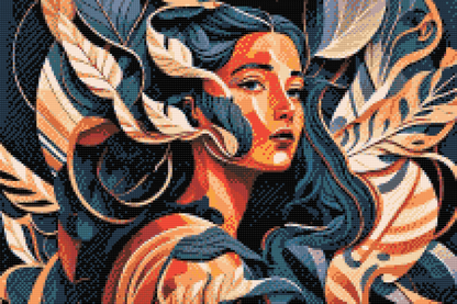 Diamond Painting - Kvinde blandt blade