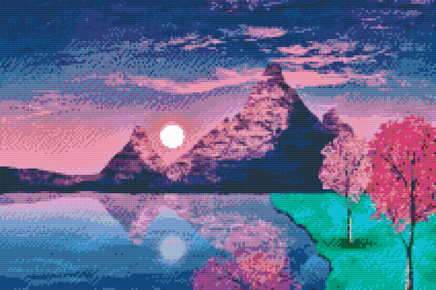 Diamond Painting - Solnedgang ved søen
