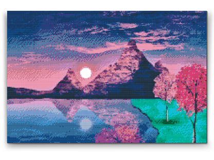 Diamond Painting - Solnedgang ved søen