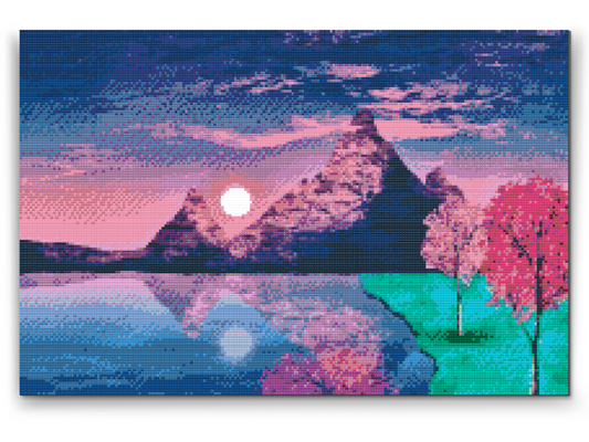 Diamond Painting - Solnedgang ved søen