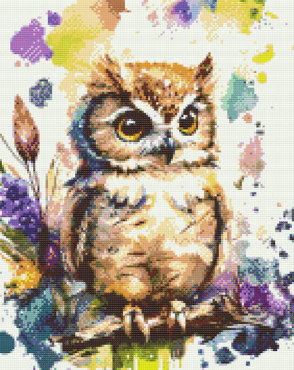 Diamond Painting - Ugle på en farverig baggrund