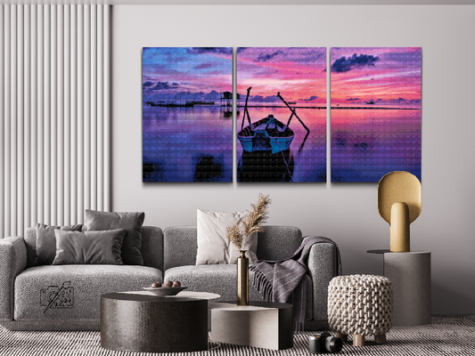 Diamond Painting - Boat at the Sunset (sæt af 3)