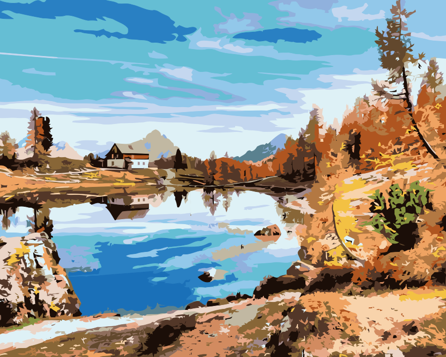 Paint by Numbers - Hytte ved søen