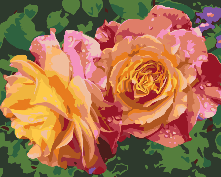 Paint by Numbers - Rose, Skønhedens Blomster