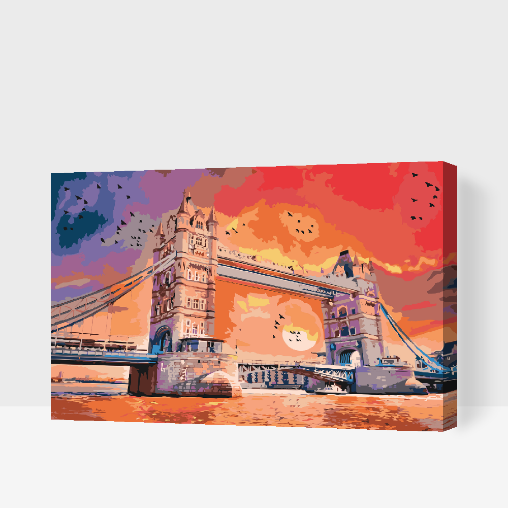 Paint by Numbers - London Bridge ved solnedgang