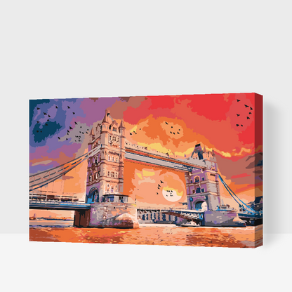 Paint by Numbers - London Bridge ved solnedgang