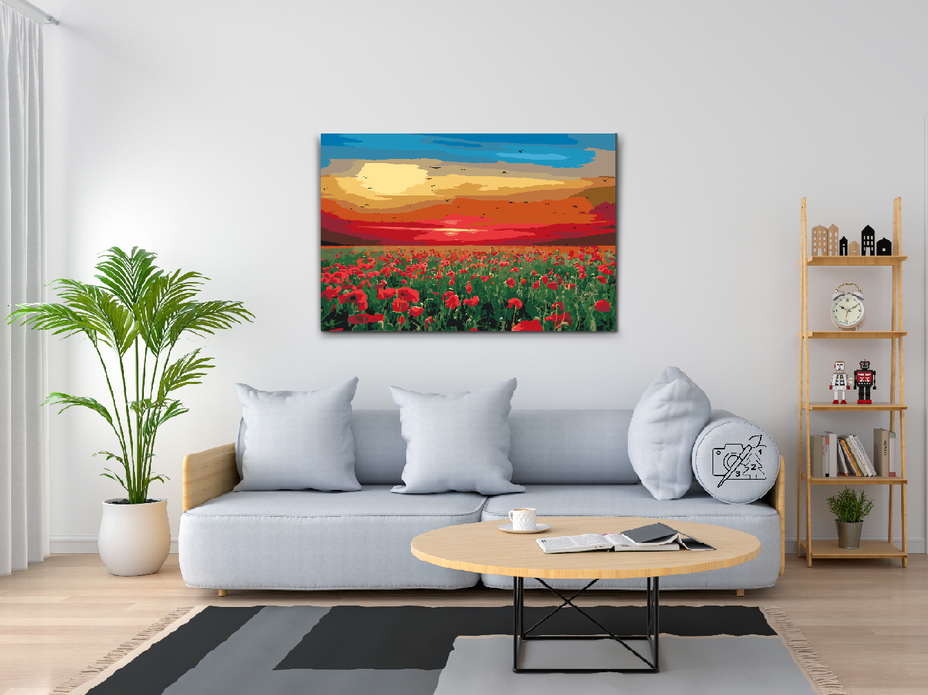 Paint by Numbers - Valmuemark ved solnedgang
