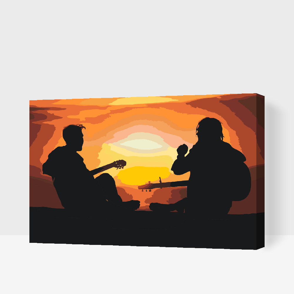 Paint by Numbers - Guitarister ved Sunset