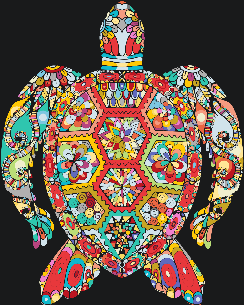 Paint by Numbers - Mandala - Skildpadde
