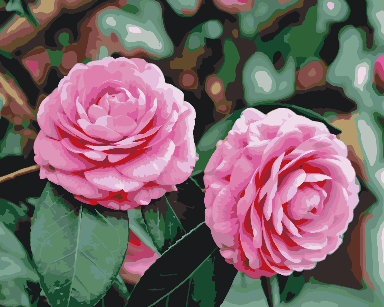 Paint by Numbers - Lyserøde kameliaer