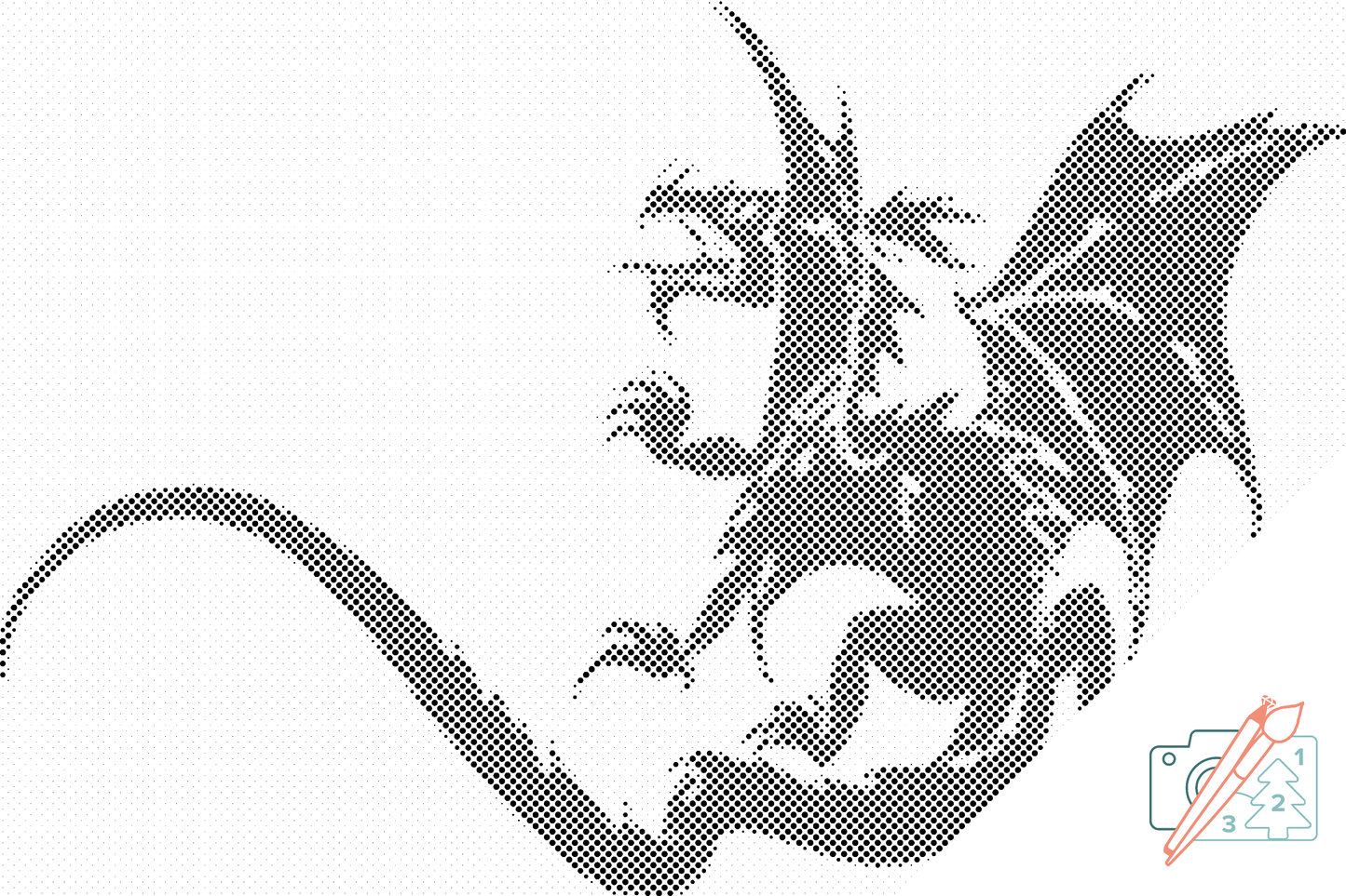 Mal-med-prikker -  B/W Dragon