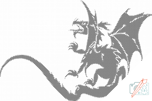 Mal-med-prikker -  B/W Dragon