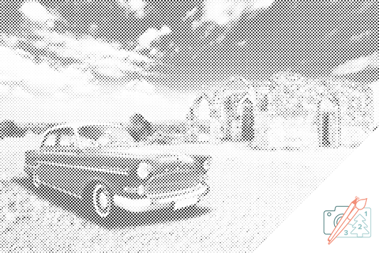 Mal-med-prikker -  Retro bil
