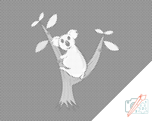 Mal-med-prikker -  Koala på træet