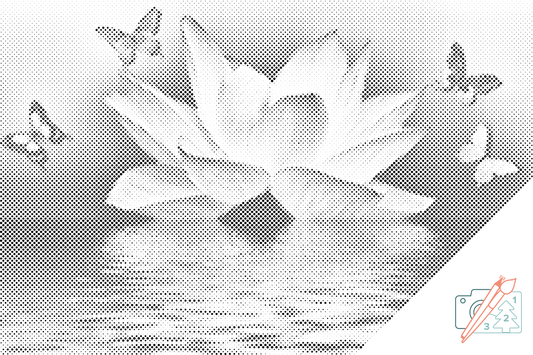 Mal-med-prikker -  Lotus og Sommerfugl