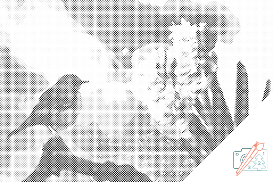 Mal-med-prikker -  Hyacint og Fugl