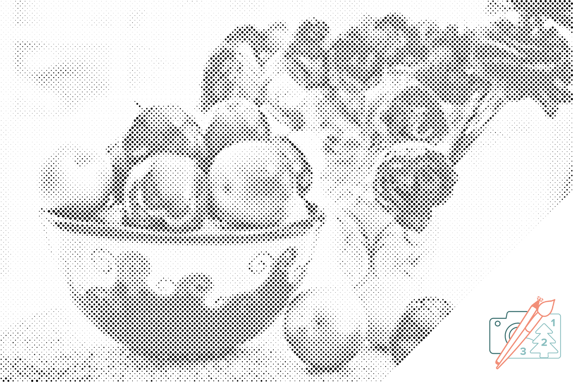Mal-med-prikker -  Æbler og blomster