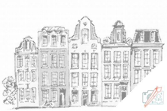 Mal-med-prikker -  Huse i Amsterdam