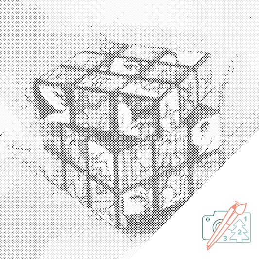 Mal-med-prikker -  Rubiks kube